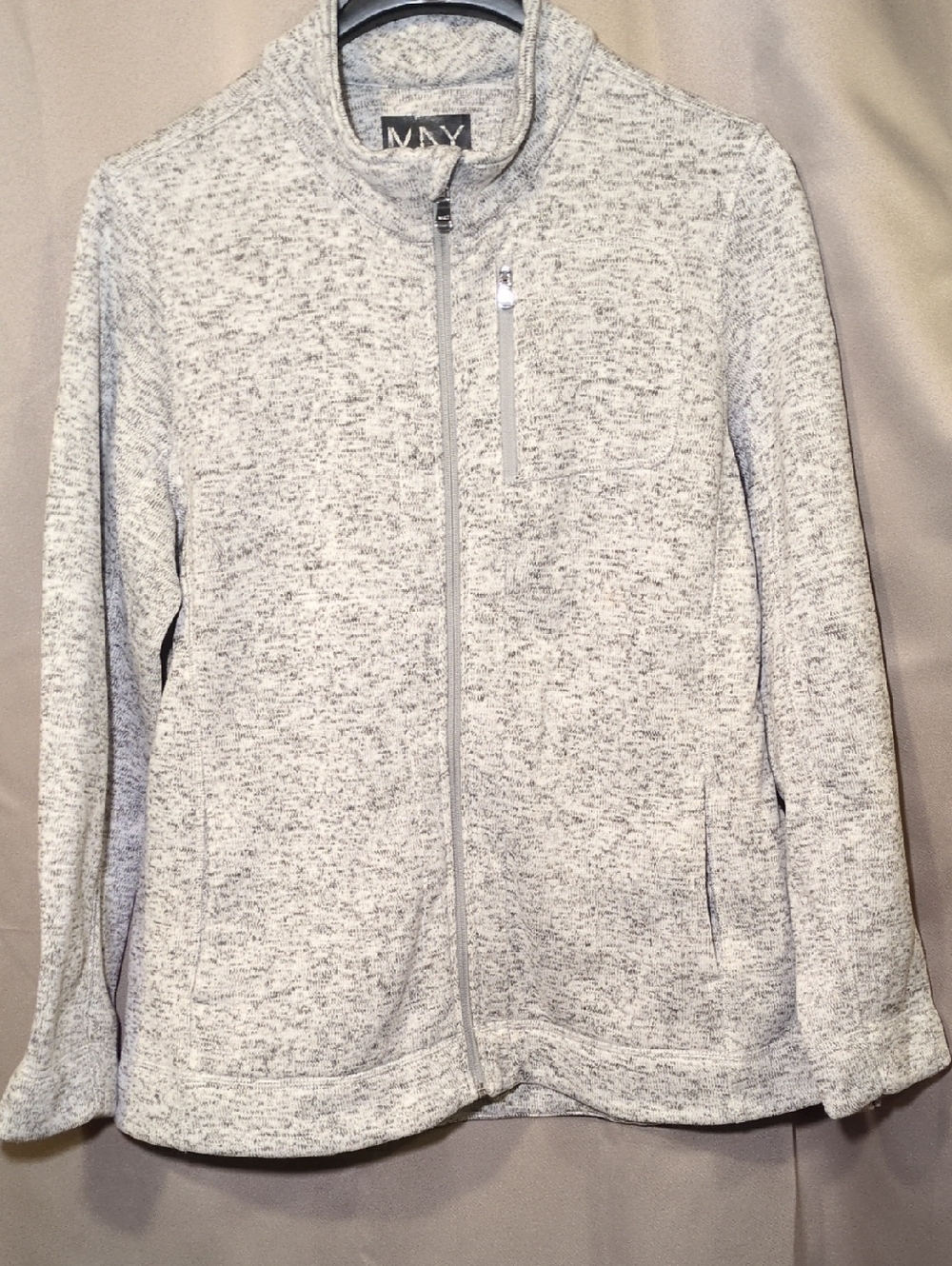 MNY Performance Women's Light Gray Heathered Light Sweater Zip Jacket
